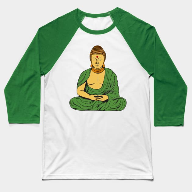 Peaceful Buddhist Monk Baseball T-Shirt by pickledpossums